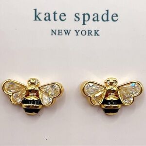 Kate Spade Bee Crystal Stud Earrings Gold Tone